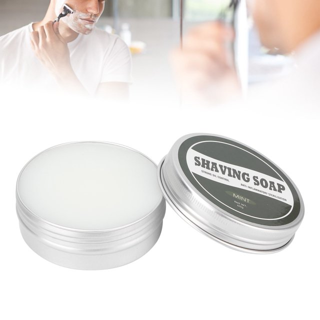 Savon pour Hommes, Mousse Riche, Non Irritant et Doux, Ingrédients Sûrs, pour Tous les Types de Peau, Essentiel de Rasage Léger et Portable pour la Maison, le Salon, 2,12 Oz