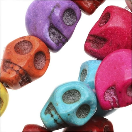 - Dyed Magnesite Gemstone Beads, 10mm Mini Skulls 15.5 Inch Strand, 1 Strand, Multi