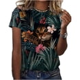thumbnail image 2 of T-shirt à Col Rond pour Femmes avec Impression 3D de Chat de Forêt Animale, Haut Amusant à Manches Courtes, Chandail d'Été, Style Rétro, Mode Décontractée Ффотболка, 2 of 7