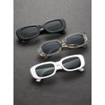 thumbnail image 1 of 5 Pcs Men Square Frame Black Glasses Fashion Glasses for Men Trendy Retro For Outdoor Clothing Accessories UV Protection, 1 of 4