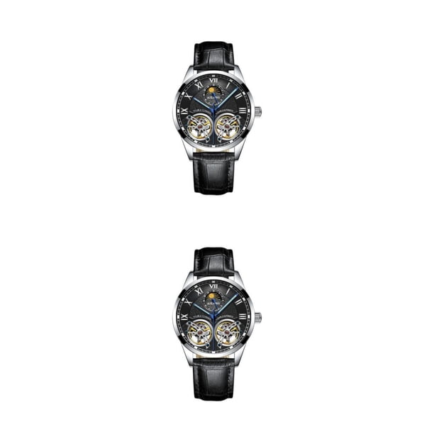 Reloj Mecánico Qarigey para hombre correa de cuero analógica Vintage regalo