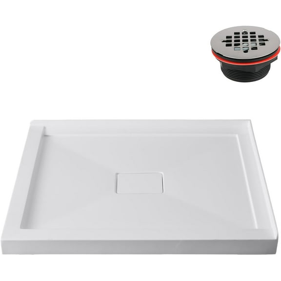 Streamline GB-605-424 42 in. x 34 in. Corner Acrylic Shower Base in Glossy White With Center Drain, Drain Included