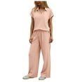 thumbnail image 3 of GEWSEY Womens 2 Piece Summer Outfit Lounge Set Cap Sleeve Polo Top And Pant Set Tracksuit Travel Matching Outfit 2025 (Red, L), 3 of 9