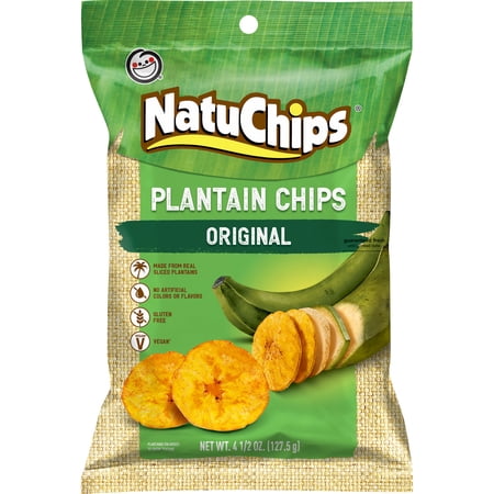 NatuChips Original Plantain Chip Snacks, 4.5 oz Bag