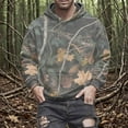thumbnail image 2 of APEXFWDT Unisex Hooded Sweatshirt for Women Men Long Sleeve Camo Leaf Print Pullover Drawstring Fall Top for Couples Matching,L,D, 2 of 8