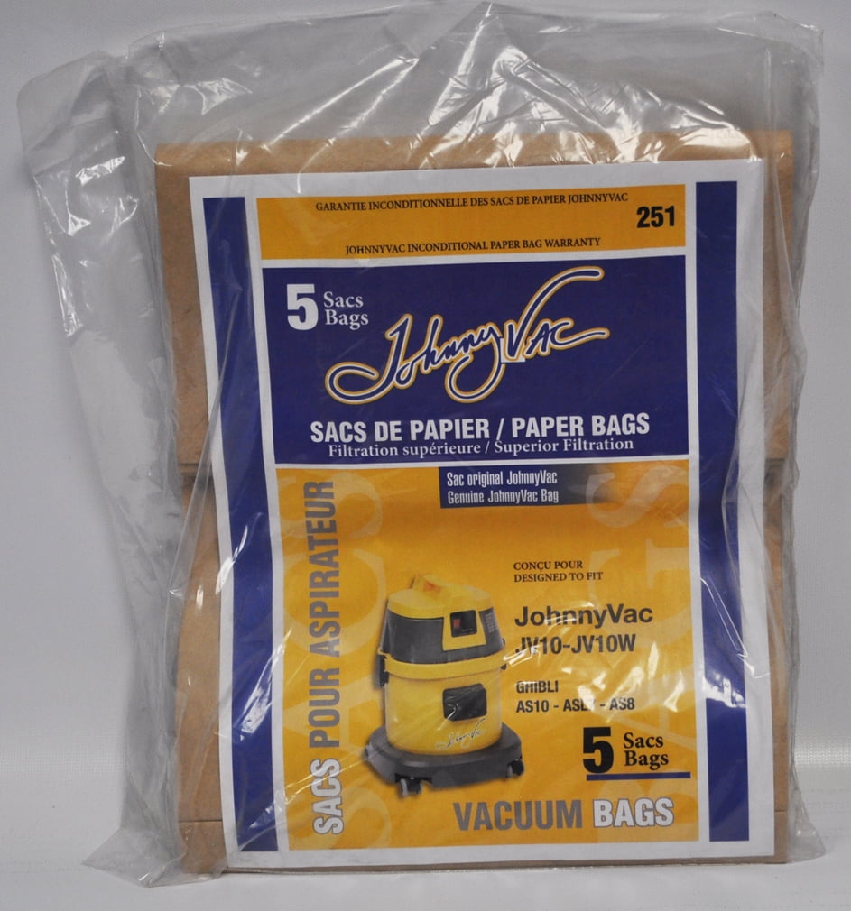 Johnny Vac JV10JV10W Original Paper Vacuum Bags 5 pack 251