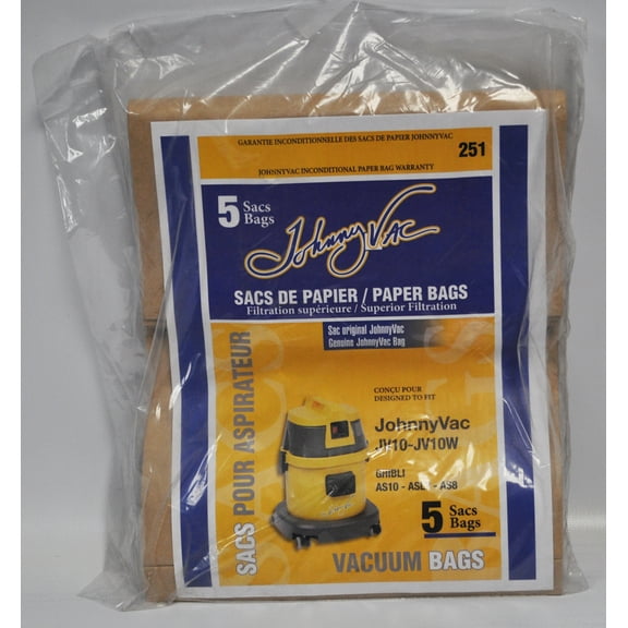 Johnny Vac JV10-JV10W Original Paper Vacuum Bags 5 pack 251