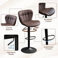thumbnail image 4 of Furniliving Bar Stools Set of 2, Faux Leather Modern Swivel Bar Chairs, Upholstered Counter Height Barstools with Back for Bar, Kitchen Island, Dining Room, Brown, 4 of 12