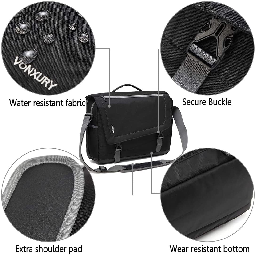 Messenger Bag for Men，Water Resistant 15.6 Laptop Bag Lightweight School Bag Vonxury 