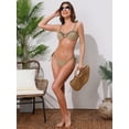 thumbnail image 5 of DARING DIVA Women's Contrast Color Ribbed Bikini Sets X-Large Khaki-Gray, 5 of 6