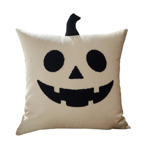 LSLXA Halloween Pillow Cover Fall Thanksgiving Ghost Throw Pillow Covers 18X18 White Decorative Pumpkin Pillowcases Soft Plush Faux Wool Cushions For Home,Patio,Sofa,Couch