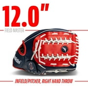 Franklin Sports Field Master Baseball + Softball Glove, 12 in, USA Red/White/Blue, Right Hand Throw