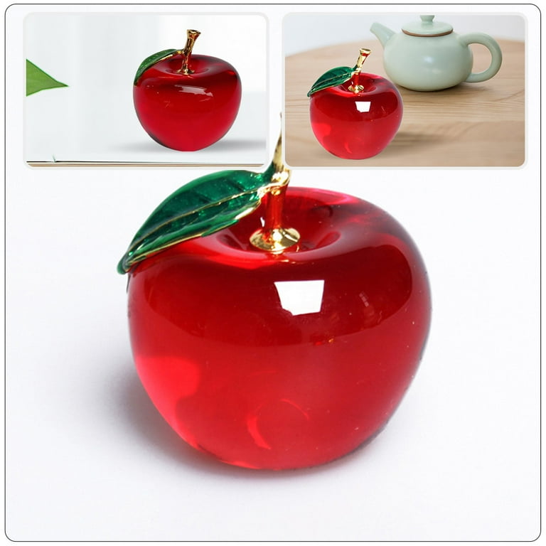 SASABAXI Crystal Apple Paperweight Gold Decorative Fruit