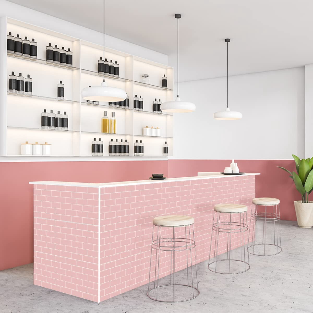 clevermosaics 12x12 Pink Marble Peel and Stick Vinyl Subway Tiles - 10 Sheets