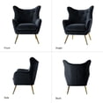 thumbnail image 4 of Velvet Accent Chairs Set of 2 Wingback Lounge Armchairs Sofa Upholstered Tufted Golden Leg Home Living Room Black, 4 of 7