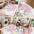 thumbnail image 5 of Area Rugs for Living Room Bedroom, Elephants 4'x6' Rug Washable Carpet Runner Indoor Outdoor, Cute Rainbow Clouds Pink Purple Non Slip Accent Floor Mats Rug for Kitchen, Office, 5 of 8