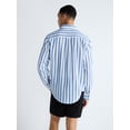 thumbnail image 3 of Free Assembly Men's Striped Linen Blend Button Front Shirt with Long Sleeves, Sizes XS-3XL, 3 of 6