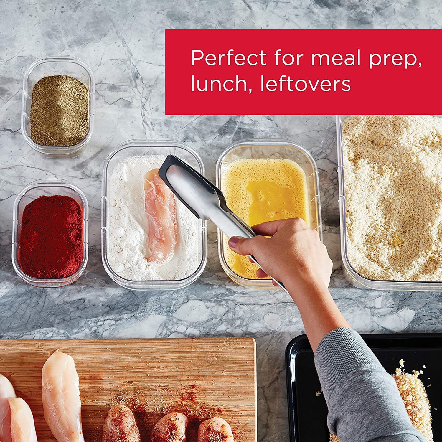  Rubbermaid Brilliance BPA Free Food Storage Containers with  Lids, Airtight, for Lunch, Meal Prep, and Leftovers, Set of 3 with  Removable Trays: Home & Kitchen