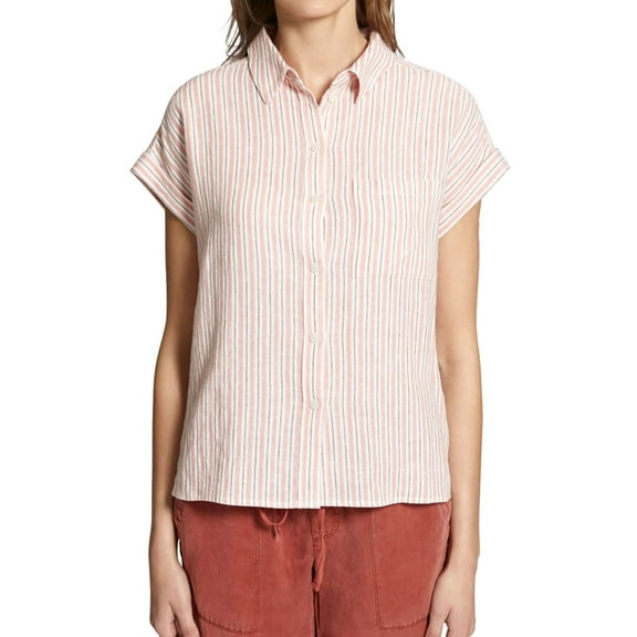 Sanctuary Clothing Womens Mod SS Button Up Shirt, Pink, Small