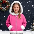 thumbnail image 2 of LTTVQM Christmas Hoodies for Girls Boys Happy Fleece Sherpa Lined Zip Up Santa Pullover Soft Long Sleeve Fashion Faux Fur Trim Furry Jacket Hot Pink 5-6 Years, 2 of 6