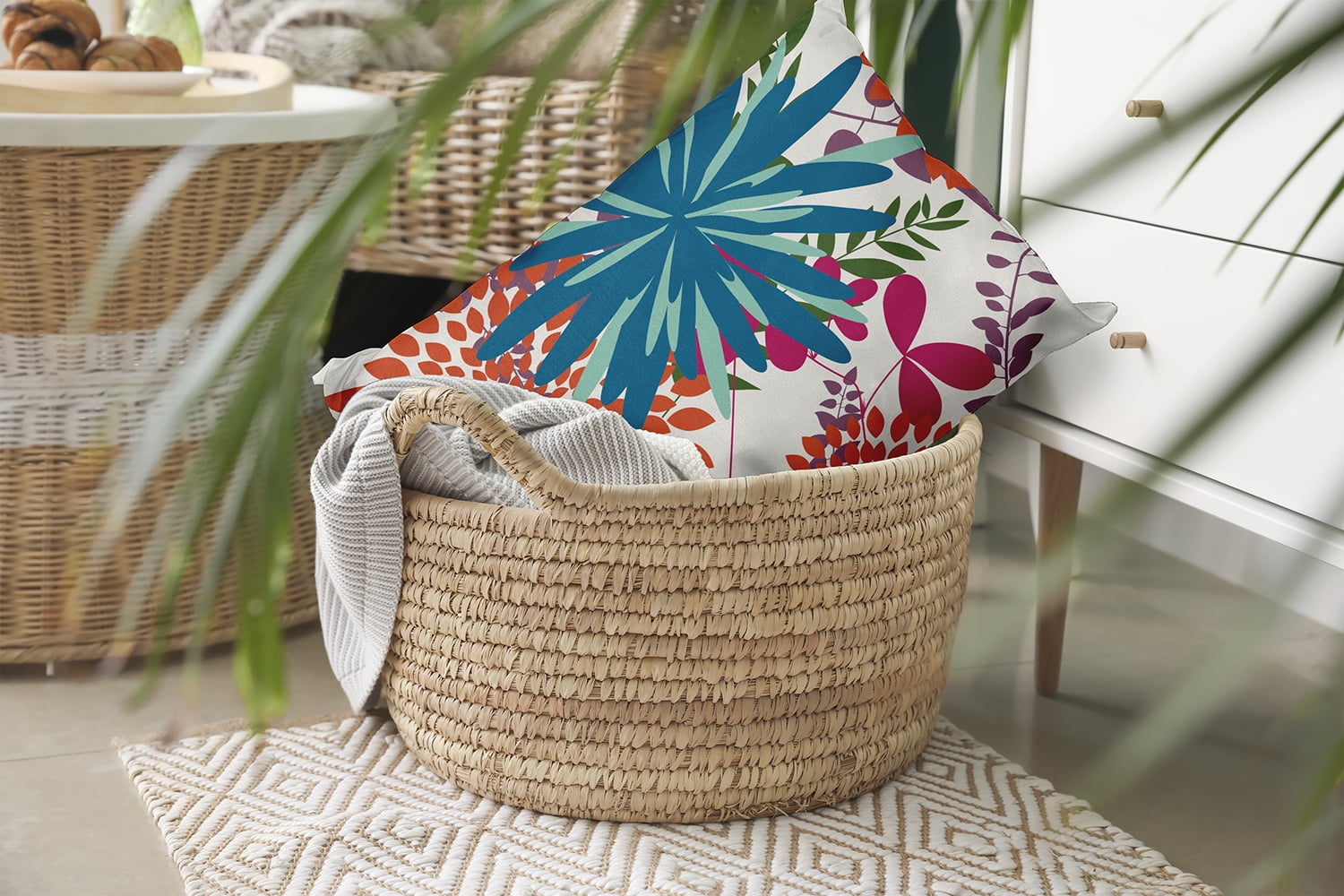 20" x 14" Simply Daisy Jumble Floral Polyester Indoor/Outdoor Pillow, Teal Qty 1
