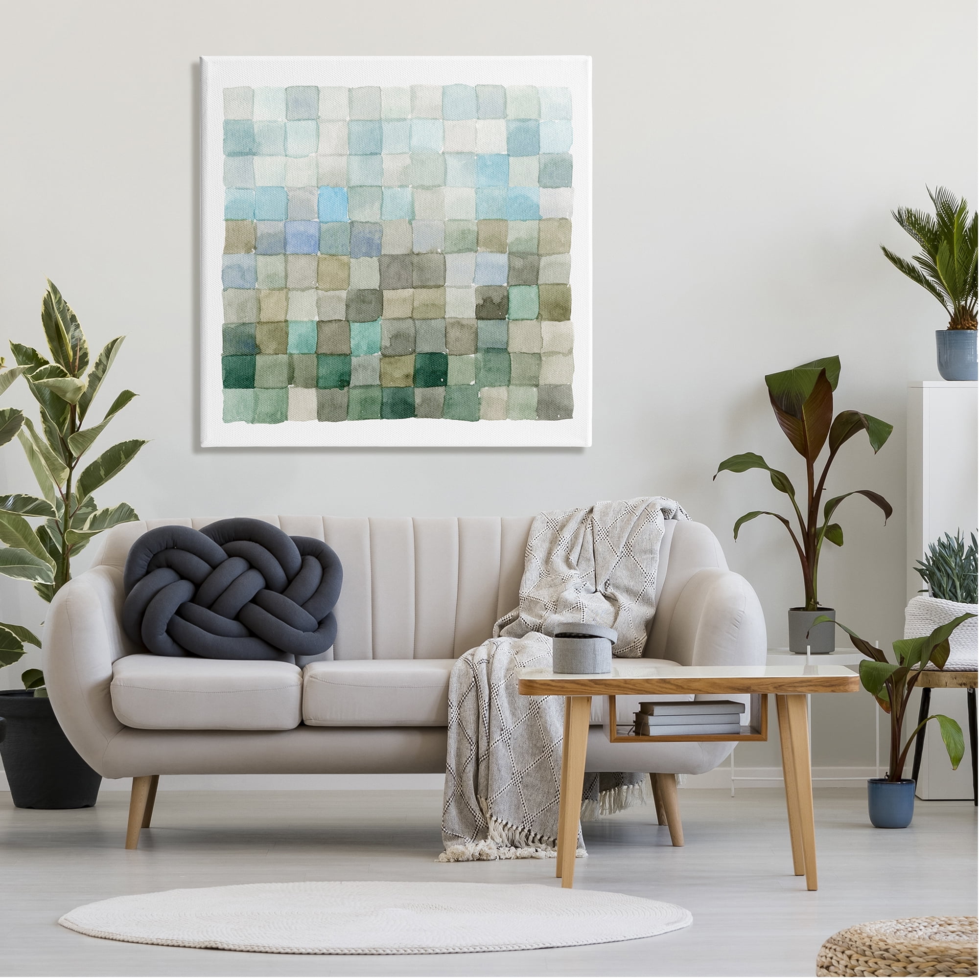 Stupell Industries Modern Watercolor Checkered Shapes Geometric Tile Pattern Canvas Wall Art, 36 x 36, Design by Emma Caroline