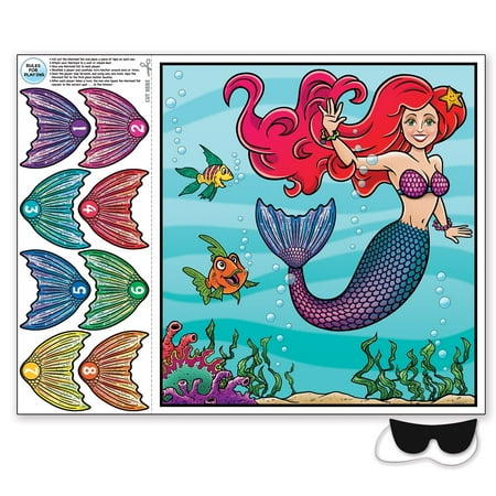 Beistle - Pin The Tail On The Mermaid Game - 19" x 17½" - Pack of 24