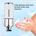 thumbnail image 3 of Dispensador de jabón de acero inoxidable Montaje en pared Soporte de caja de jabón de 500 ml Jabón de baño manual Caja de plástico Accesorios de baño para hotel Blanco Inevent HA011286-01B, 3 of 6