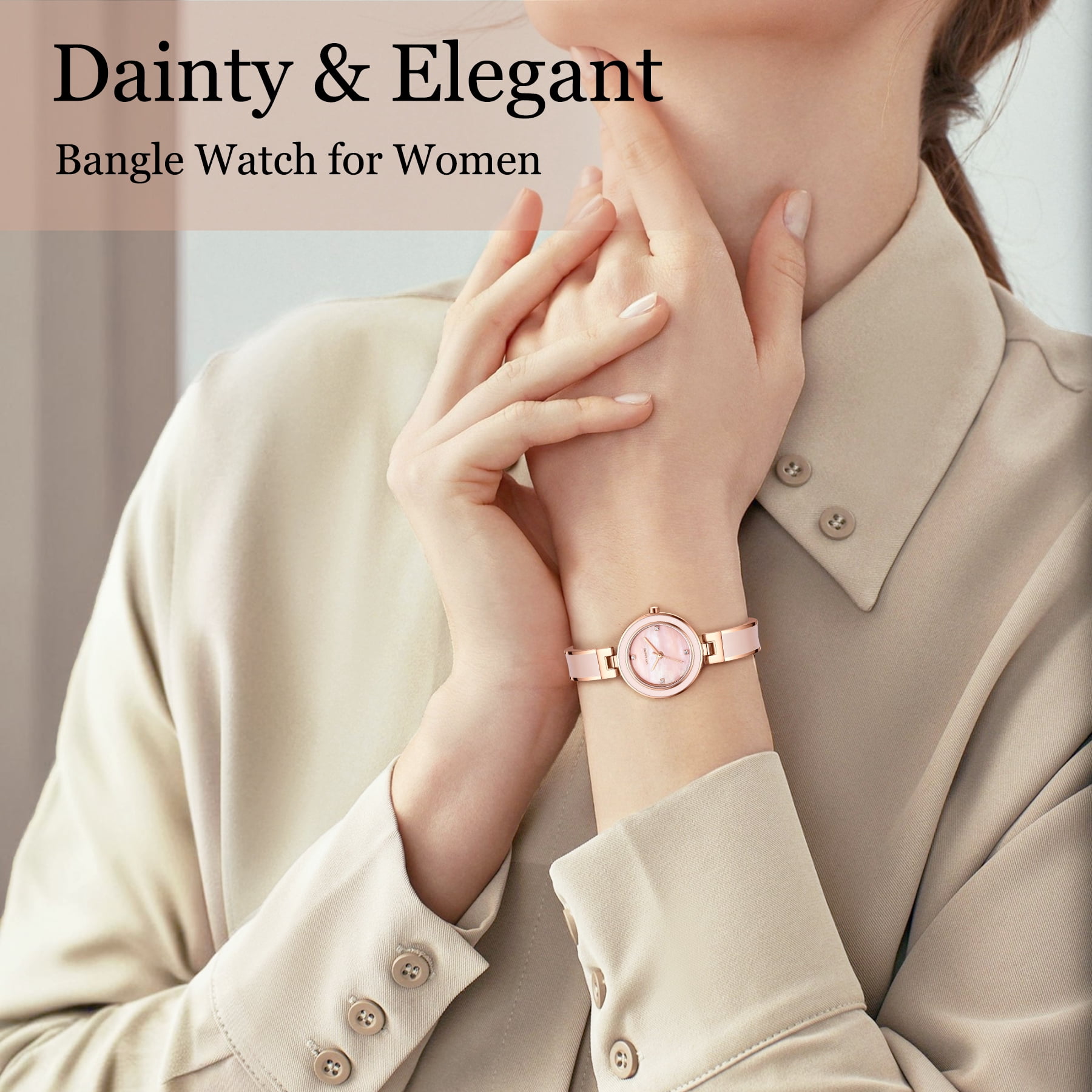 Bomieux Woman Watches Elegant Bangle Watch for Women with Adjustable Strap 3ATM Water Resistance Gift for Woman