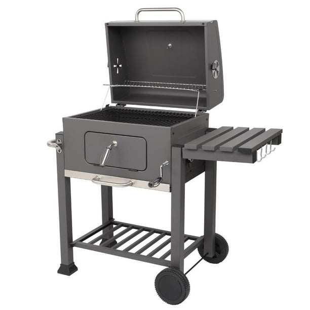 Charcoal Grill Portable Grill Barbecue Grill With Side Tables Outdoor Cooking Grills And Smokers For Bbq Camping Patio Picnic Backyard Black Walmart Com Walmart Com