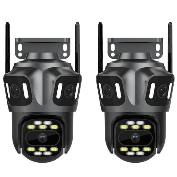 2X Cámara de Red Inalámbrica WiFi HD de 8 MP con Pantallas Icsee3-Eye para Exteriores, A Color, con Control Remoto por Teléfono Móvil y Vista Panorámica de 360 Grados