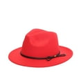 thumbnail image 2 of Winter Men Floppy Vintage Solid Color Wide Brim Belt Cap Bowler Fedora Hats, 2 of 8