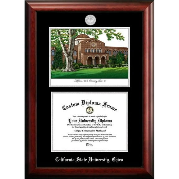 Campus Images CA919LSED-1185 11 x 8.5 in. California State University Chico Silver Embossed Diploma Frame with Lithograph