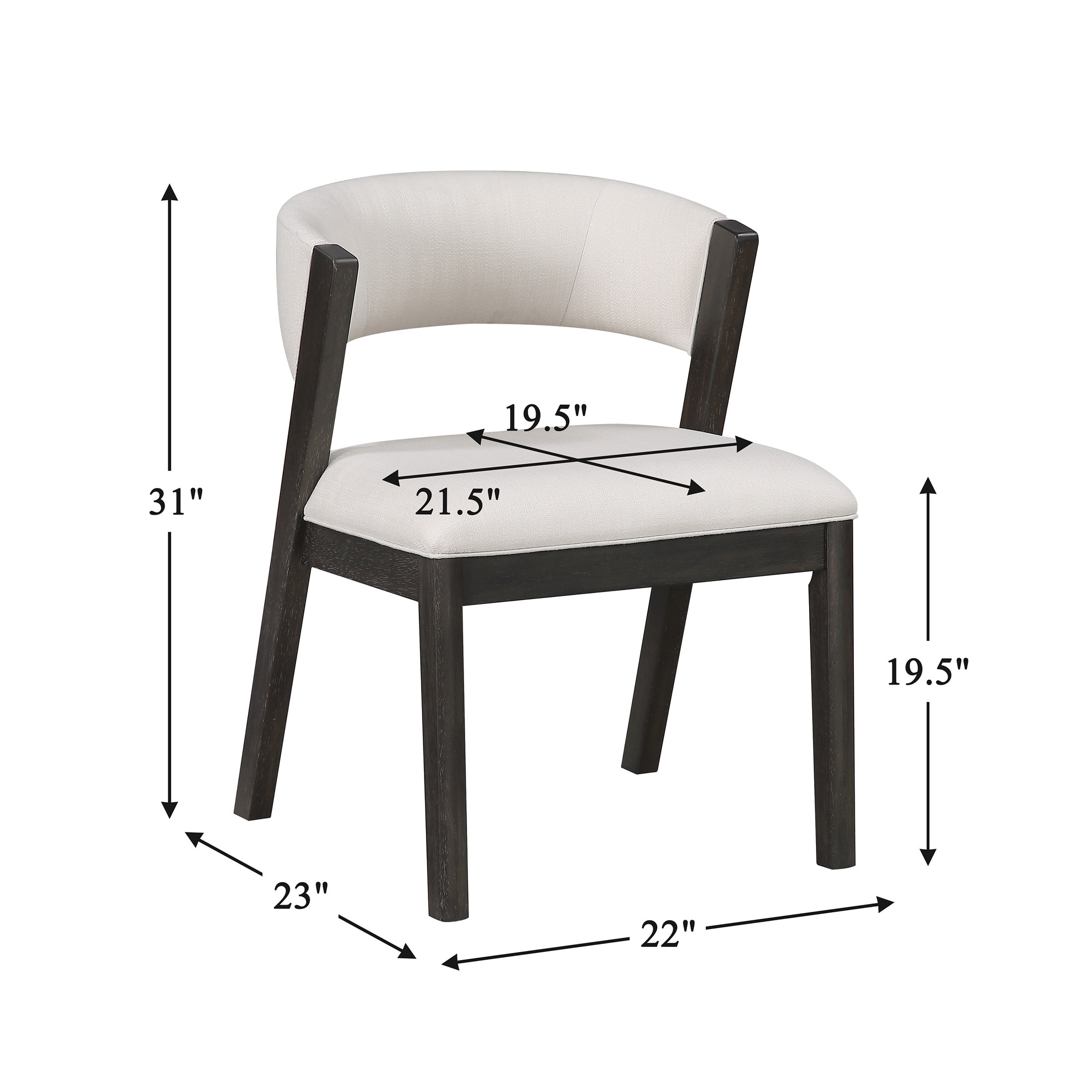 OakvillePark Sora Modern Curved Back Dining Chairs, Beige (Set of 2)