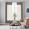 thumbnail image 5 of Black Cream Greek Key Kitchen Curtains 84 Inch Length, Geometric Greece Ancient Rustic Grommet Top Bedroom Living Room Curtains, Light Filtering Cafe Curtain Drapes 2 Panels Set 84''x84'', 5 of 9