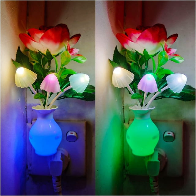 Juego de 2 luces nocturnas LED con sensor, luz nocturna que cambia de color para habitación infantil, baño, guardería, cocina, sótano.