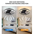 thumbnail image 6 of Q&S Black Round Ceiling Fan with Light Remote App Control Modern Farmhouse Flush Mount Linear Ceiling Fans for Bedroom Home Office Mute Smart 6 Wind Speeds Reversible Motor Dimmable LED 3 Color D19.7, 6 of 8