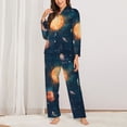 thumbnail image 2 of Salouo Solar System And Planets Pattern Women's Pajamas Set Long Sleeve Button Down Sleepwear Soft Pj Lounge Sets for women 2 Piece Pjs Set with Long Pants-XX-Large, 2 of 7