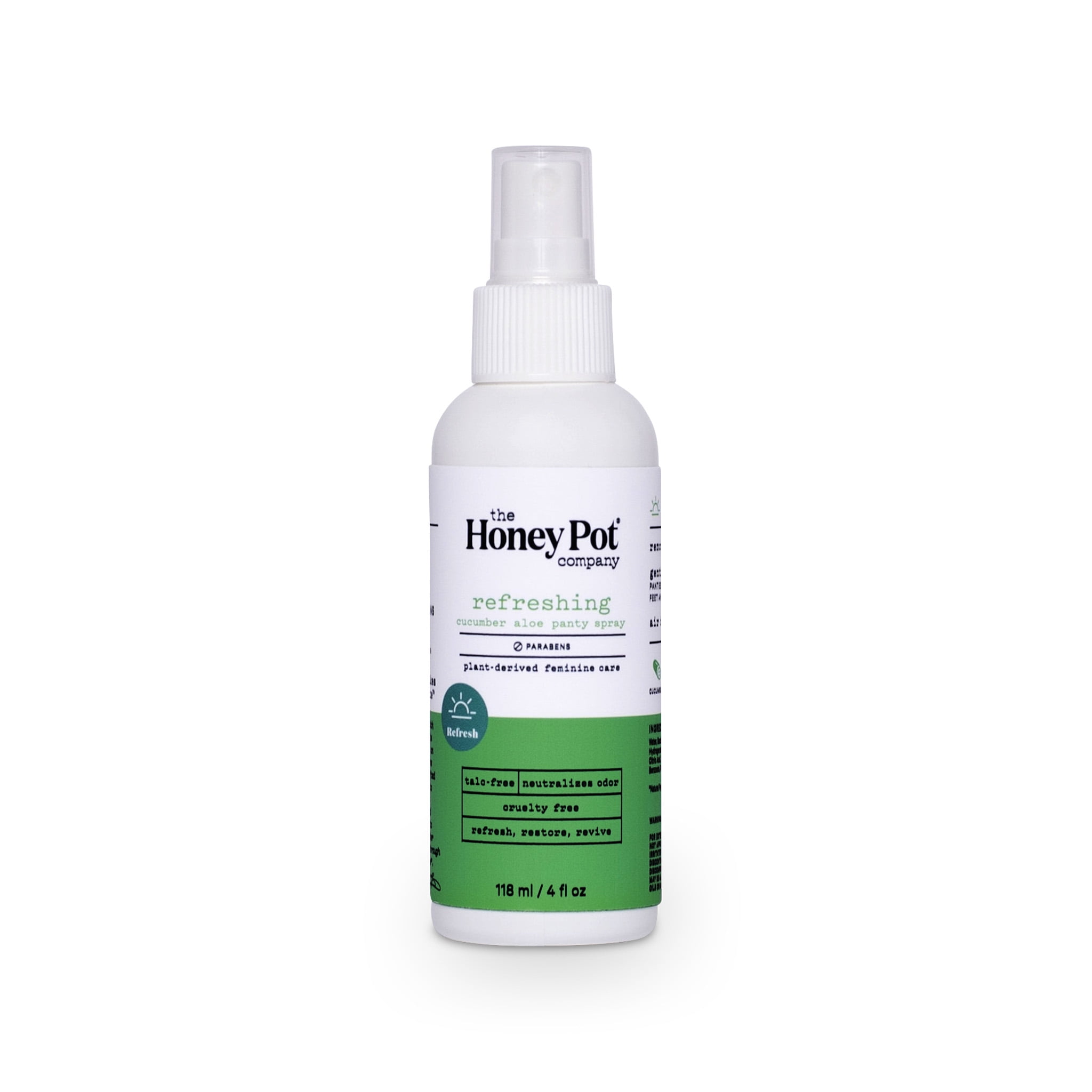 The Honey Pot Company, Refreshing Cucumber Aloe Panty and Body Plant-Derived Deodorant Spray, 4 fl. oz.