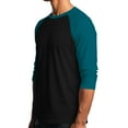 thumbnail image 4 of Men's Long Sleeve Round Neck Contrast Color Raglan Three Quarter Sleeve T-Shirt Top for Spring Fall Weekend Outfit,Black,L, 4 of 8
