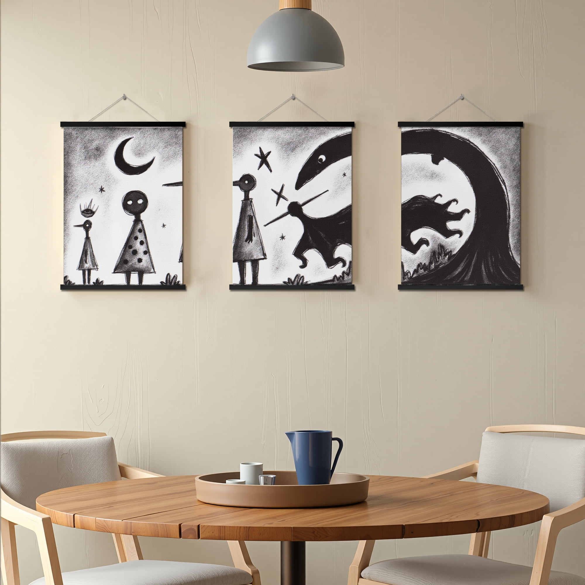 MAYEERTY Modern Abstract Wall Art Painting, Living Room Decor, Black Hanging Rod Frame, 23.6"x15.8"