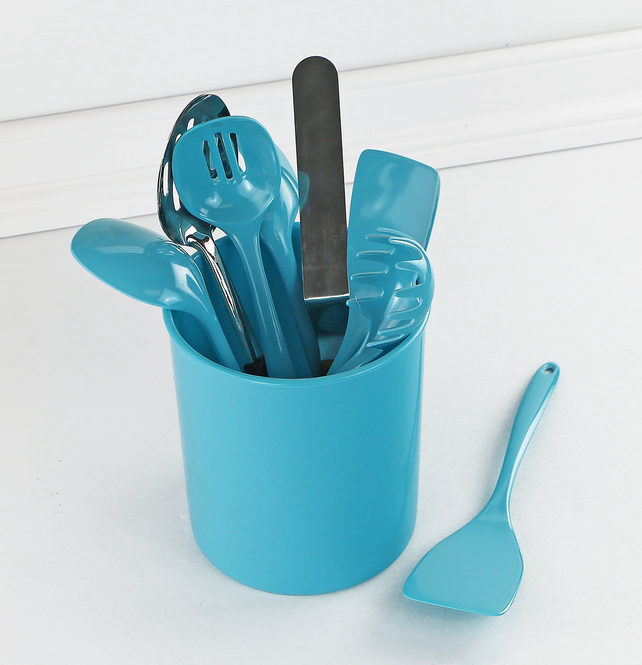 Durable Plastic Countertop Extra Large Utensil Crock/Holder, Turquoise