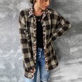 thumbnail image 1 of Ladies Houndstooth Leopard Print Contrast Plaid Long Sleeve Shirt Jacket, 1 of 6