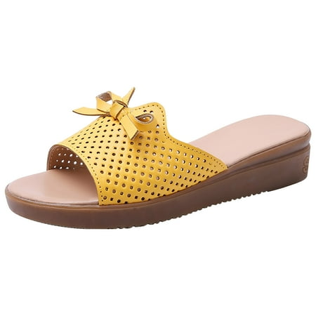 

SEMIMAY Fashion Colorful Slides Casual Fancy Summer Slippers Comfort Soft Women Slippers Yellow