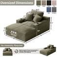 thumbnail image 3 of Rophefx 76" Oversized Chair Chaise Lounge Indoor, Corduroy Cloud Sofa Bed with Cup holder,Sleeper Reading Chair Boneless Couch for Living Room, Bedroom,Olive Green, 3 of 8