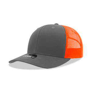 Decky 6021 6 Panel Mid Profile Structured Cotton Blend Trucker-Charcoal/Orange
