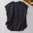 thumbnail image 2 of UVEASISHA Cotton Linen Vest for Women Sleeveless V Neck Button Down Cardigan Baggy Summer Casual Vacation Clothes Navy XL, 2 of 8