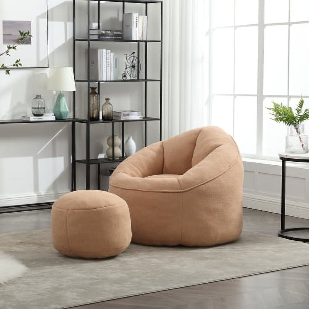Armrest Bean Bag Chairs with Filler Comfy Bean Bag Chair for Adults and Kids Soft Microfiber Velvet Floor Sofa for Living Room Bedroom No Assembly Required Bag with Footrest