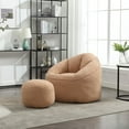 thumbnail image 3 of BSHTI 40"Bedding Bean Bag Sofa Chair,High Pressure Foam Bean Bag Chair,Adult Material with Padded Foam Padding Compressed Bean Bag With Footrest-Tan, 3 of 27