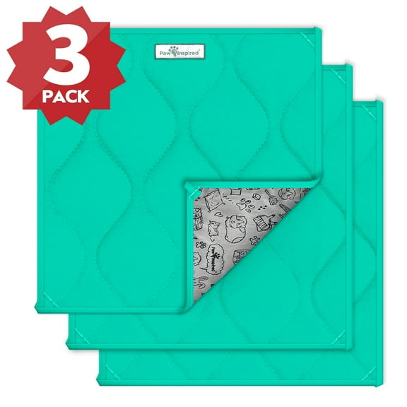 3ct 12x12" Paw Inspired Guinea Pig Cage Liner Pads | Washable Fleece Bedding , Pet Bed Mat for Guinea Pigs, Ferrets, Rabbits, Hamsters, Small Animals |Absorbent Pee Pad with Waterproof Bottom (Green)